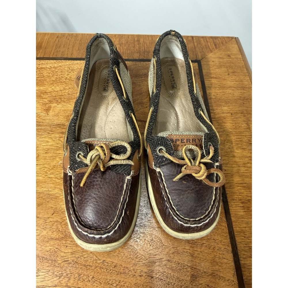 Sperry Top Sider Women's 8 Angelfish Brown Plaid Boat Shoe STS90240 Nautical